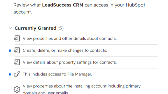 Connecting a HubSpot account to the LeadSuccess Portal via OAuth